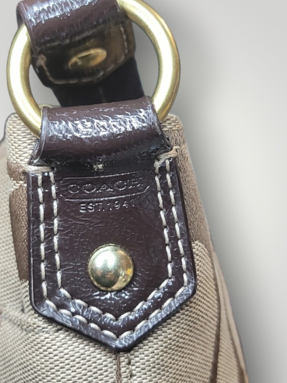 Coach Signature Stripe Studded Crossbody / Shoulder Bag 2012 EUC - Picture 7 of 12